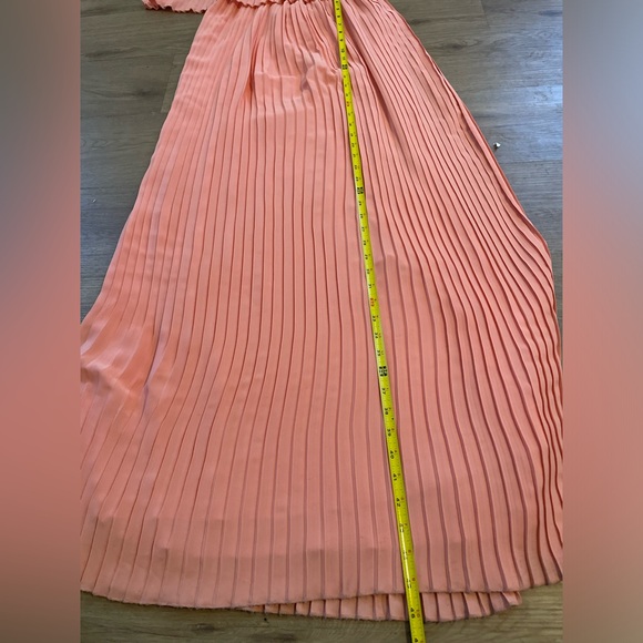 Lovers + Friends Long Orange Pleated California Girl Dress in Coral - Picture 11 of 12